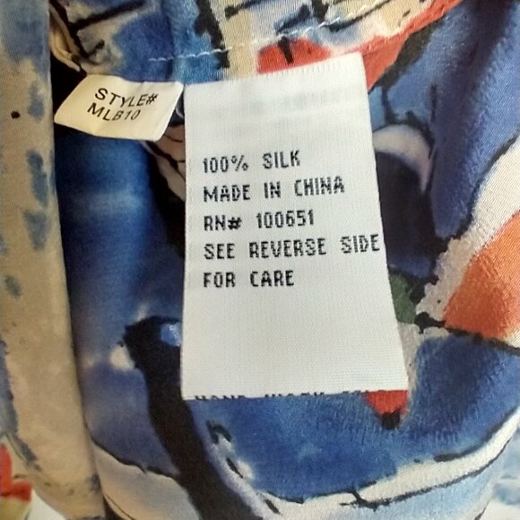 Michael Leu - Venice Print Silk Blouse - Large - Picture 5 of 5